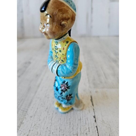Gort wong li blue vintage boy Buddha Monk figurine Chinese Japanese priolo statu - Picture 3 of 9